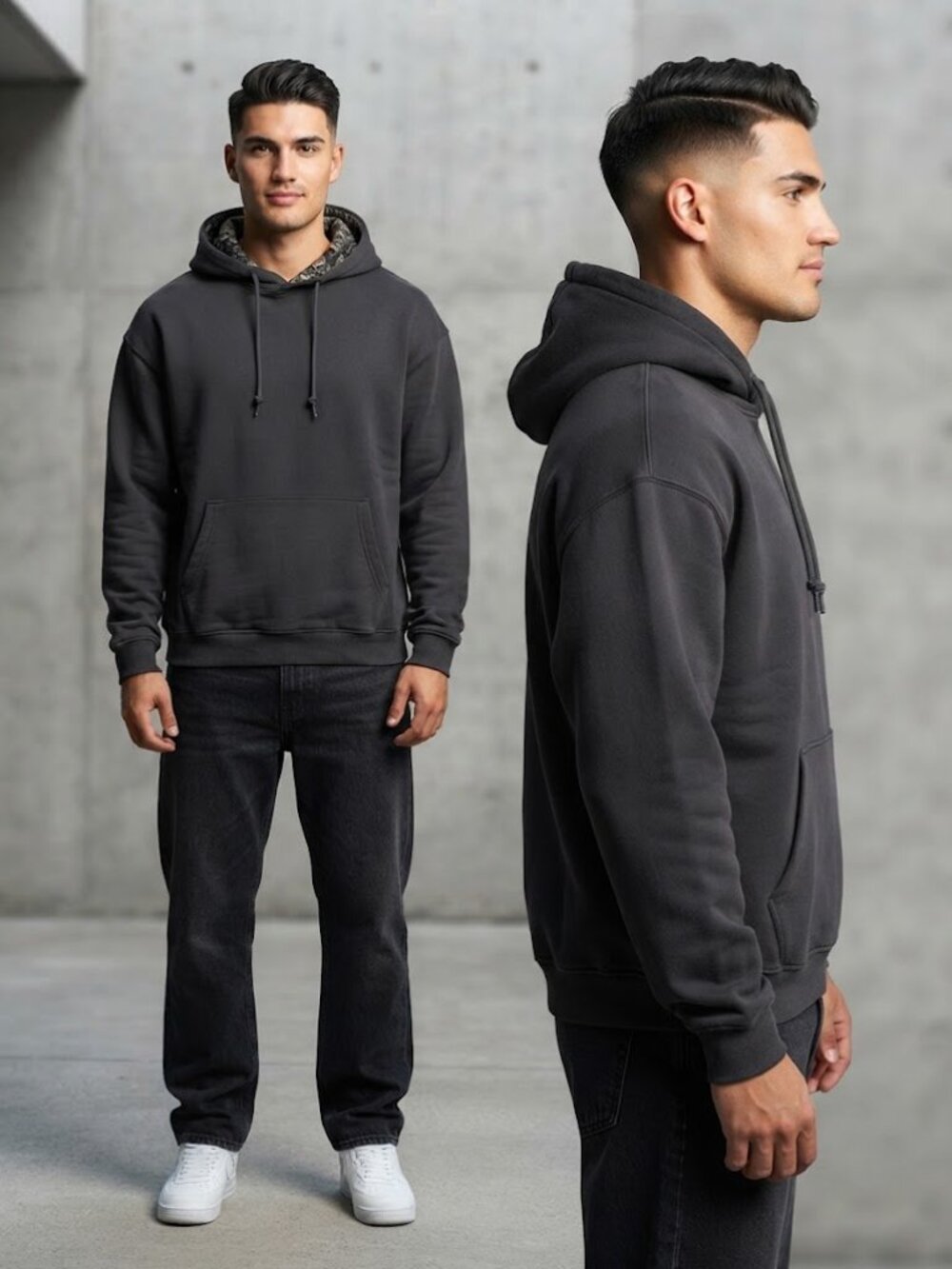 Denim & Flower Ricky Singh Dark Gray Pullover Men's Hoodie Sweatshirt Size Small